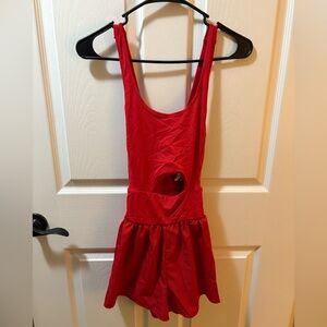 SHEIN Bold Red Sleeveless Crisscross Romper